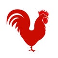 Red rooster icon - stock vector