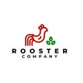 red rooster outline logo with three leaves