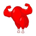 Red rooster strong. Red Symbol of new year. Powerful baked