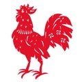 Red Rooster. Symbol of Chinese year zodiac.