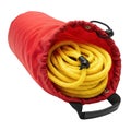 Red rope bag with yellow coil isolated on transparent background Royalty Free Stock Photo