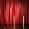 Red rope barrier with a curtain Royalty Free Stock Photo