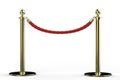 Red rope barrier with gold pillar Royalty Free Stock Photo