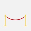 Red rope barrier golden stanchions turnstile Royalty Free Stock Photo