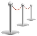 Red rope barrier mockup. Realistic luxury event