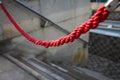 Red rope like do not enter sign. unauthorized entry is prohibited. Closeup, shallow focus. Royalty Free Stock Photo