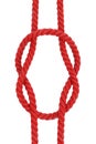 Red Rope with Reef Square Knot. 3d Rendering
