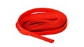 Red rope on white background. Fabric rope in red color folded in a coil Royalty Free Stock Photo