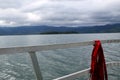 The red ropes are part of the view from the boat.