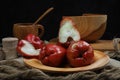 Red rose apple on the table Royalty Free Stock Photo