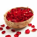 Red Rose in a Bamboo Basket