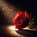 red rose on a black background with bokeh lights. Valentines day background Royalty Free Stock Photo