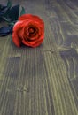 Red Rose bouquet on wooden board  table Royalty Free Stock Photo