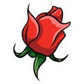 Red rose cartoon style on a white background. Royalty Free Stock Photo