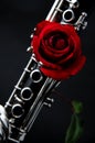 Red Rose On Clarinet Royalty Free Stock Photo