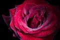 Red rose with drops of dew on black background. Royalty Free Stock Photo