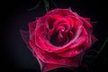 Red rose with drops of dew on black background. Royalty Free Stock Photo
