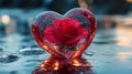 A red rose encased in a heart shaped glass Royalty Free Stock Photo