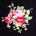 Red Rose Fabric Background, Fragment of colorful retro tapestry Royalty Free Stock Photo