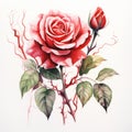 Enchanted Realism: Highly Detailed Painting Of A Rose On A White Background