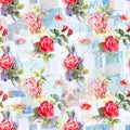 Water Color red rose floral design pattern with multiple Background Texture for textile digital print designing