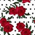 Red rose floral seamless pattern texture. Royalty Free Stock Photo