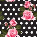 Red rose floral seamless pattern texture. Royalty Free Stock Photo