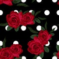 Red rose floral seamless pattern texture. Royalty Free Stock Photo