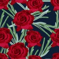 Red rose floral seamless pattern texture. Royalty Free Stock Photo