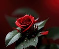 Red Rose flower with dewdrops with copy space Royalty Free Stock Photo