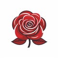 Red Rose Flower Icon In The Style Of Koloman Moser