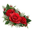 Red rose flowers corner arrangement Royalty Free Stock Photo