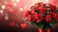 Red Rose And Gerberas Bouquet With Hearts Royalty Free Stock Photo