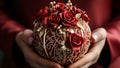 red rose in hands rings in hands red rose in hand Royalty Free Stock Photo