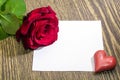 Red rose, heart, love note Royalty Free Stock Photo