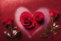 red rose with heart and red background