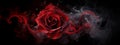 Red Rose Heart In Smoke On A Black Background. Selective Focus.