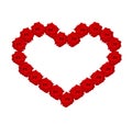 Red rose isolated on white background, Heart shape Royalty Free Stock Photo