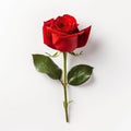 Red rose isolated on white background, The meaning of red roses is love that never fades