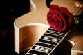 Red rose and jazz guitar Royalty Free Stock Photo