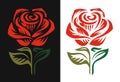 Red rose logo emblem on black and white background.