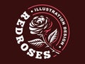 Red rose logo - vector illustration, emblem on dark background