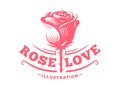 Red rose logo - vector illustration, emblem on white background