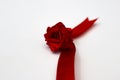Red rose made from a satin ribbon Royalty Free Stock Photo