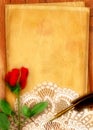 Red Rose and Parchment Royalty Free Stock Photo