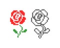 Red rose pattern. Pixel rose flower image. vector illustration Royalty Free Stock Photo