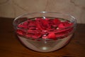 Red Rosepetals In Water filled Bowl Royalty Free Stock Photo