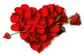 Red rose petals heart Royalty Free Stock Photo