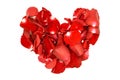 Red rose petals heart