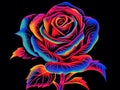 A red rose psychedelic style art.Generative AI